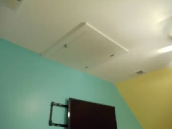 Colorful room with recessed ceiling lights