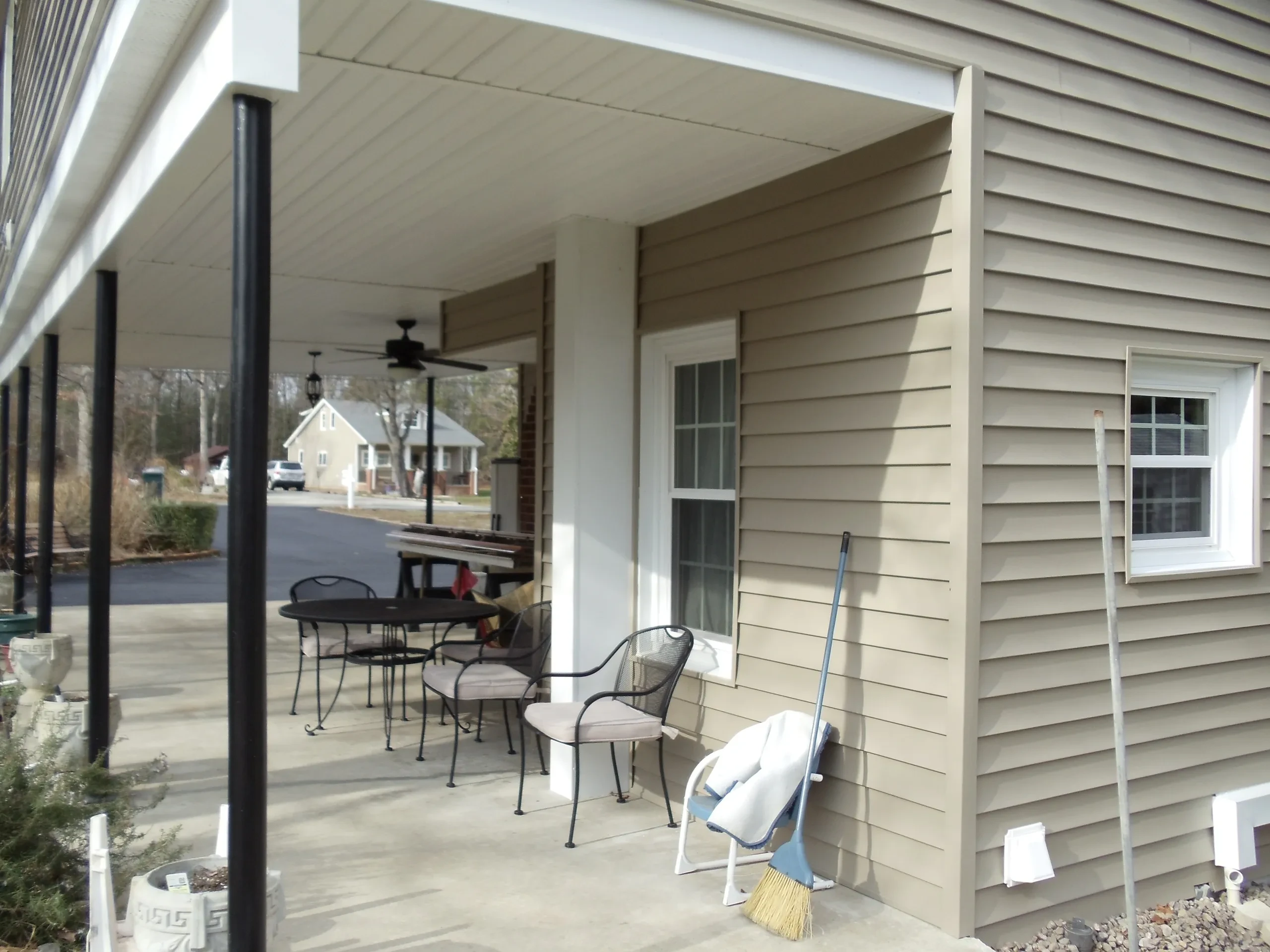 Covered patio with outdoor seating area