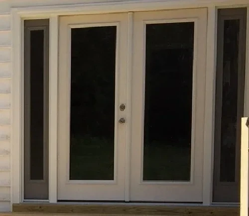 Modern glass patio doors with sidelights